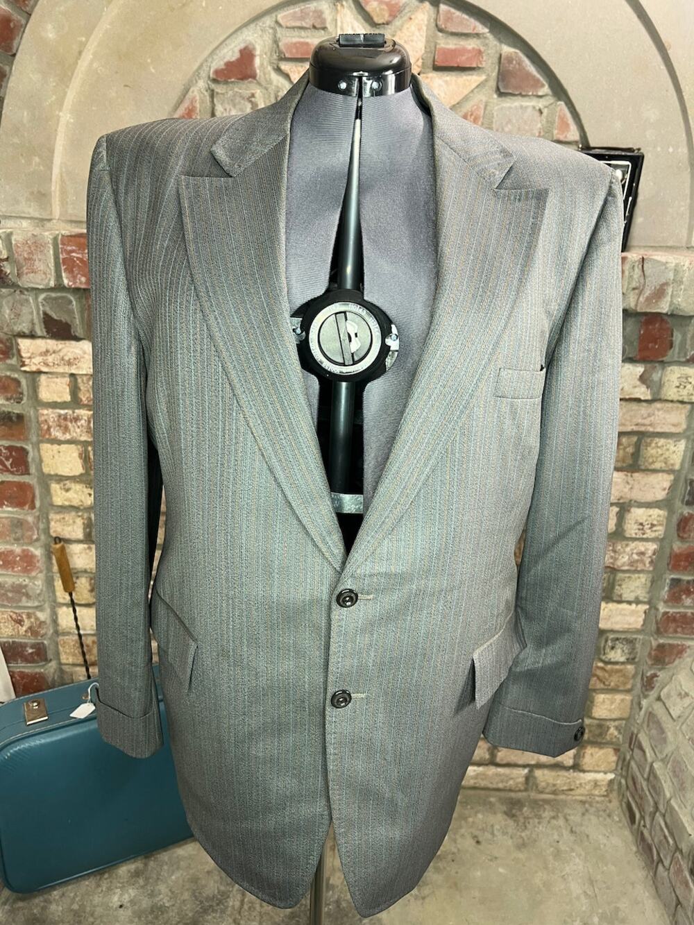 blazer pinstripe gray orange